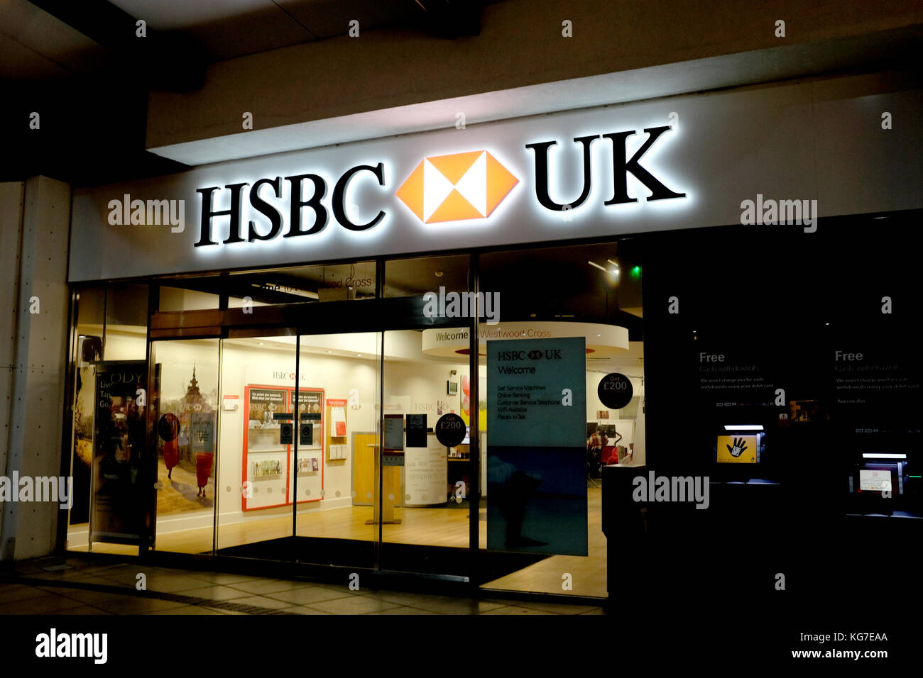 Hsbc bank a westwood cross shopping centre contea del Kent uk novembre 2017 Foto Stock