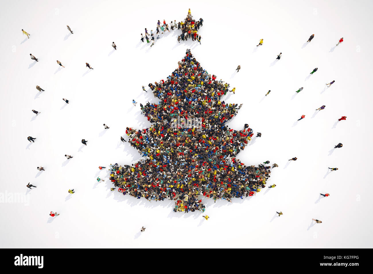 Sagoma Albero Di Natale 3d.Le Persone A Formare La Sagoma Di Un Albero Di Natale Il Rendering 3d Foto Stock Alamy