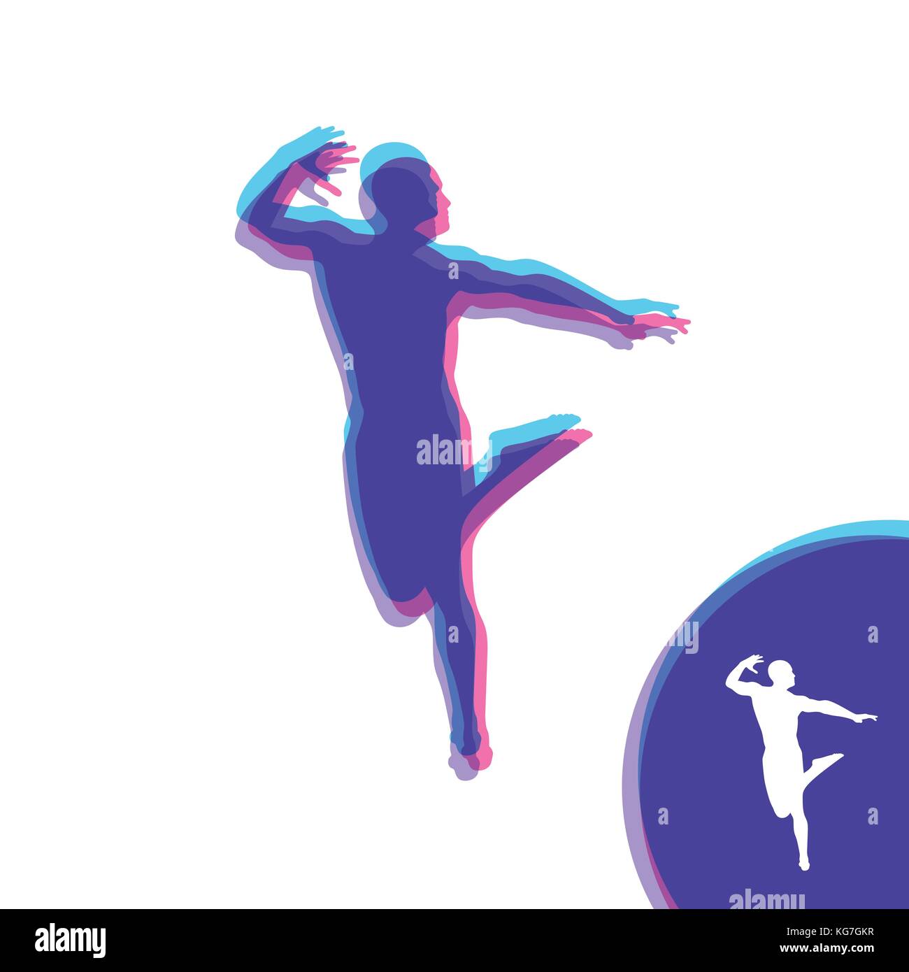 Silhouette di una ballerina. ginnasta. l uomo è in posa e balli. sport simbolo. elemento di design. illustrazione vettoriale. Illustrazione Vettoriale