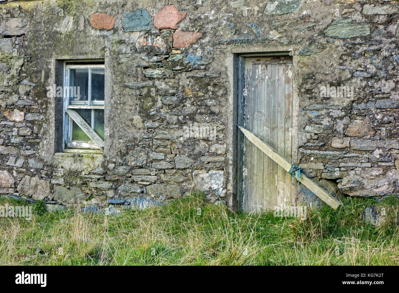 Dettaglio di abbandono di Croft, Isbister, Nord Roe, Shetland Scozia Scotland Foto Stock
