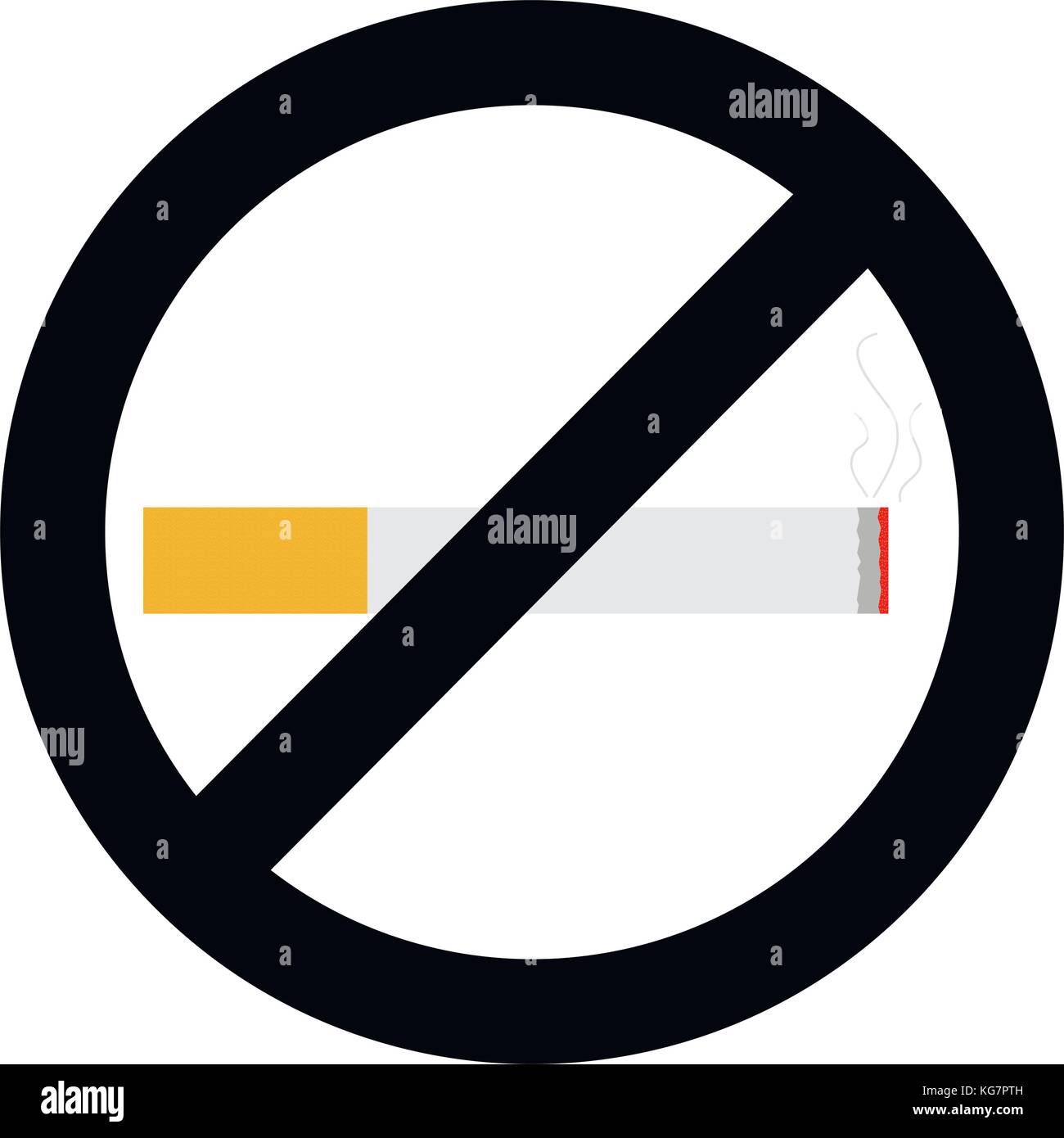 Nessun segno di fumo. Non fumare icona Vettore, simbolo di sicurezza sigaretta, non fumatori illustrazione di avvertimento Illustrazione Vettoriale