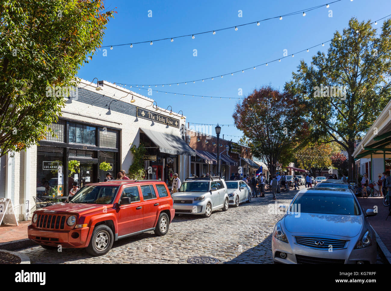 Blake Street nella città quartiere del Mercato, Raleigh, North Carolina, STATI UNITI D'AMERICA Foto Stock