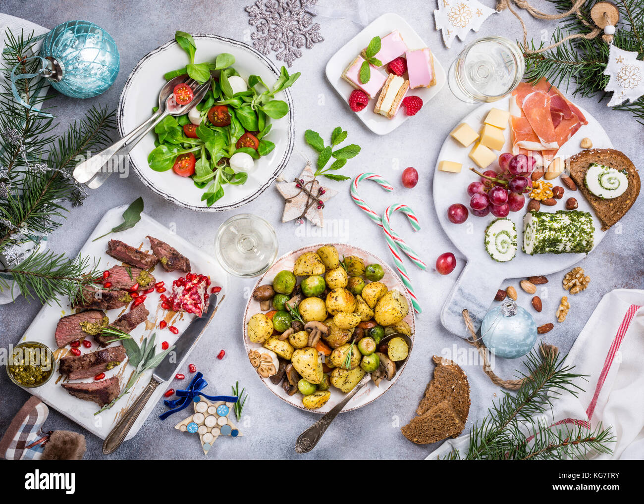 Natale cena a tema tabella Foto Stock