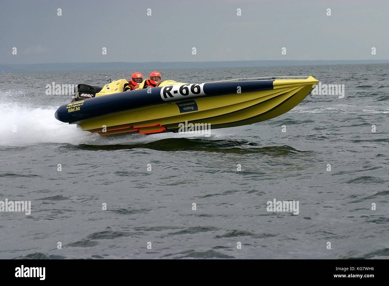 Offshore Powerboat racing boat off Torquay Foto Stock