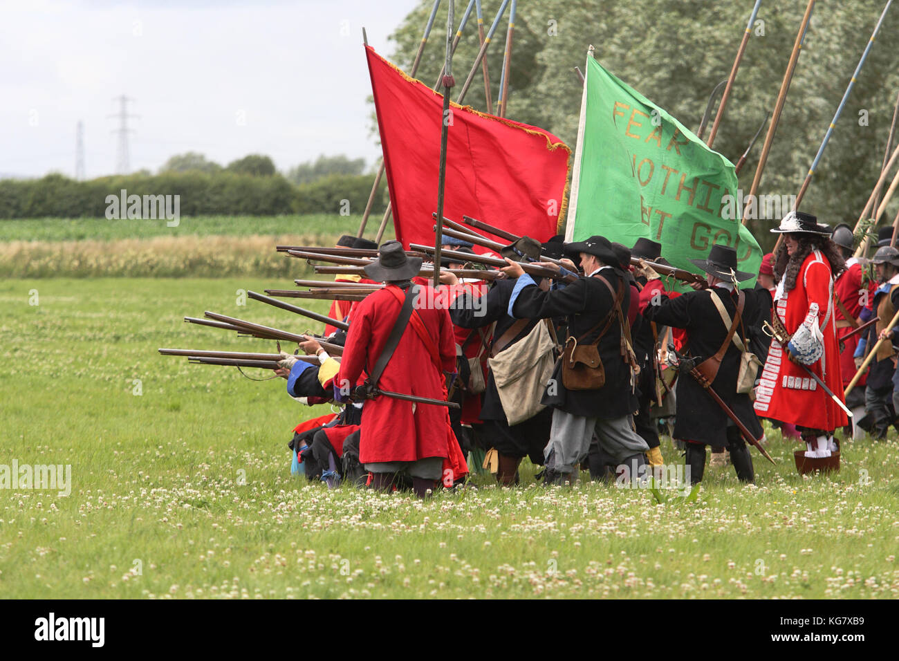 Battaglia di Sedegmoor rievocazione in Westonzoyland, Somerset, Regno Unito Foto Stock