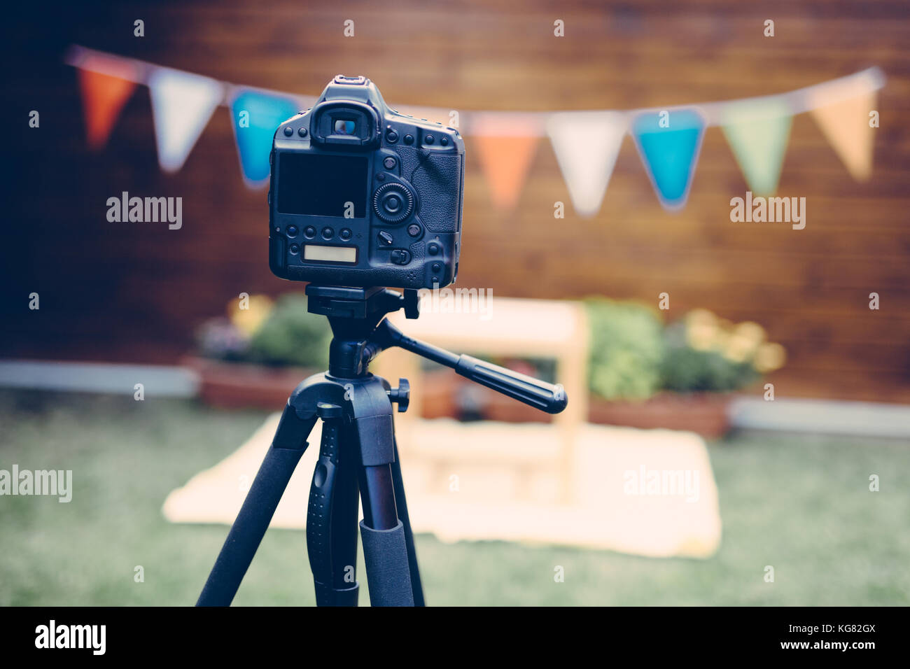 Immagine della fotocamera digitale posto sul cavalletto Foto Stock