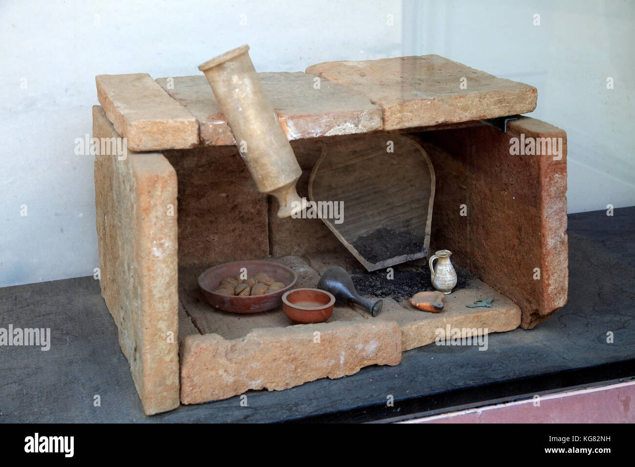Romano Columbarios sepoltura inhumation funerario mostra, Merida, Estremadura, Spagna Foto Stock