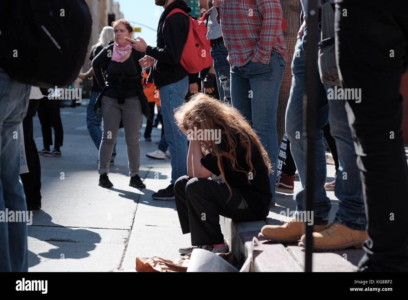 Anti e pro-trump manifestanti face off nel centro cittadino di L.A. rally credito: Eduardo salazar/alamy live news Foto Stock