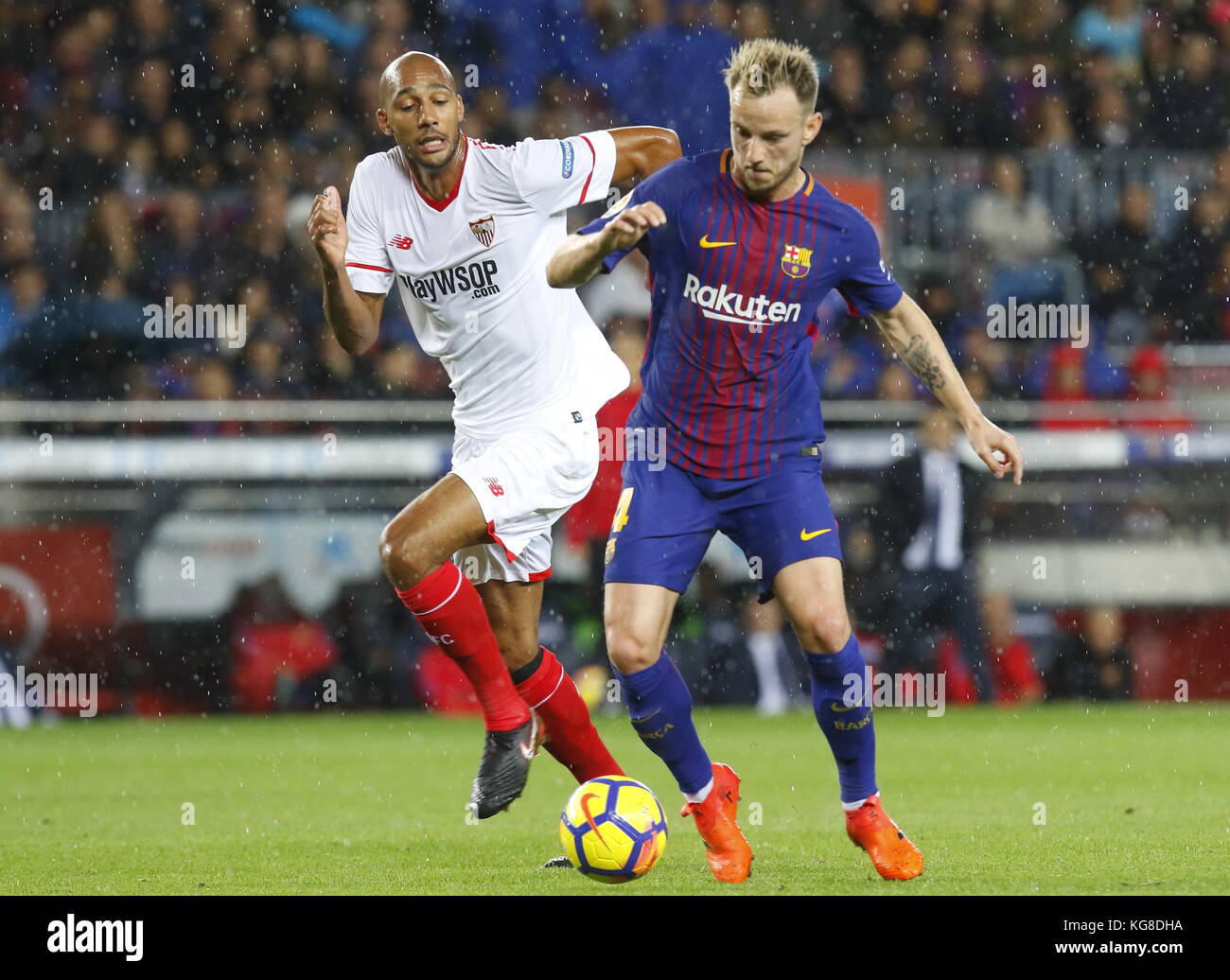 Spagna. 4 novembre 2017. Rakitic durante la partita tra FC Barcelona e Sevilla CF, corrispondente alla partita della Liga, il 4 novembre 2017. Crediti: Gtres Información más Comuniación on line, S.L./Alamy Live News Foto Stock