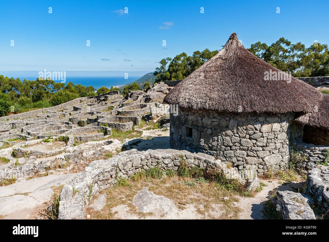 Rovine dell antico villaggio celtico a Santa Tecla - Galizia, Spagna Foto Stock