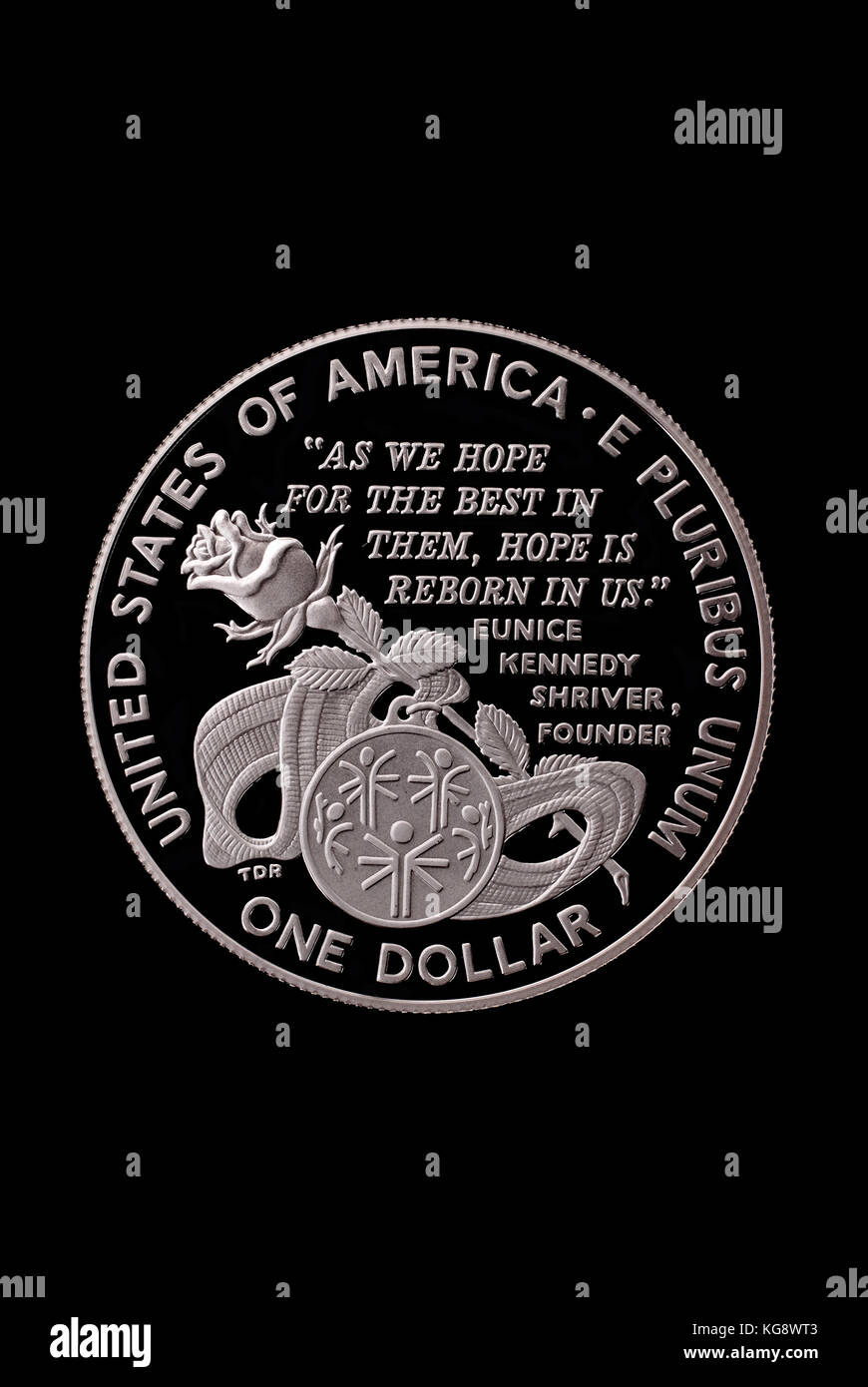 Usa dollaro liberty. in onore dei Giochi Mondiali Special Olympics. 1995. la retromarcia Foto Stock