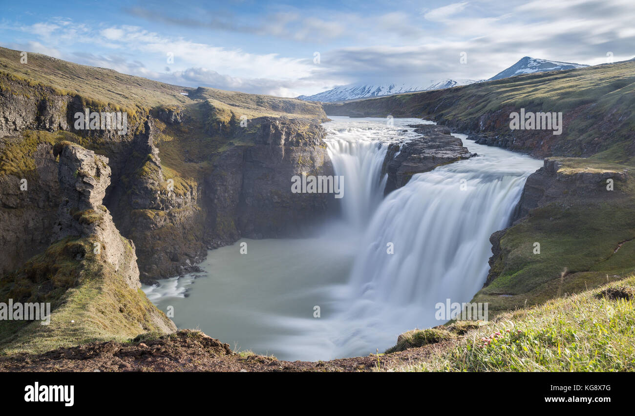 Cascata laugarfell Islanda Foto Stock