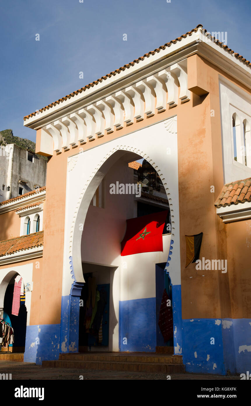 Ensemble luogo artigianale, Chefchaouen, Marocco Foto Stock