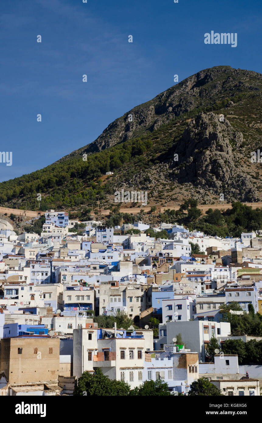 Chefchaouen blu-walled medina, nord del Marocco Foto Stock