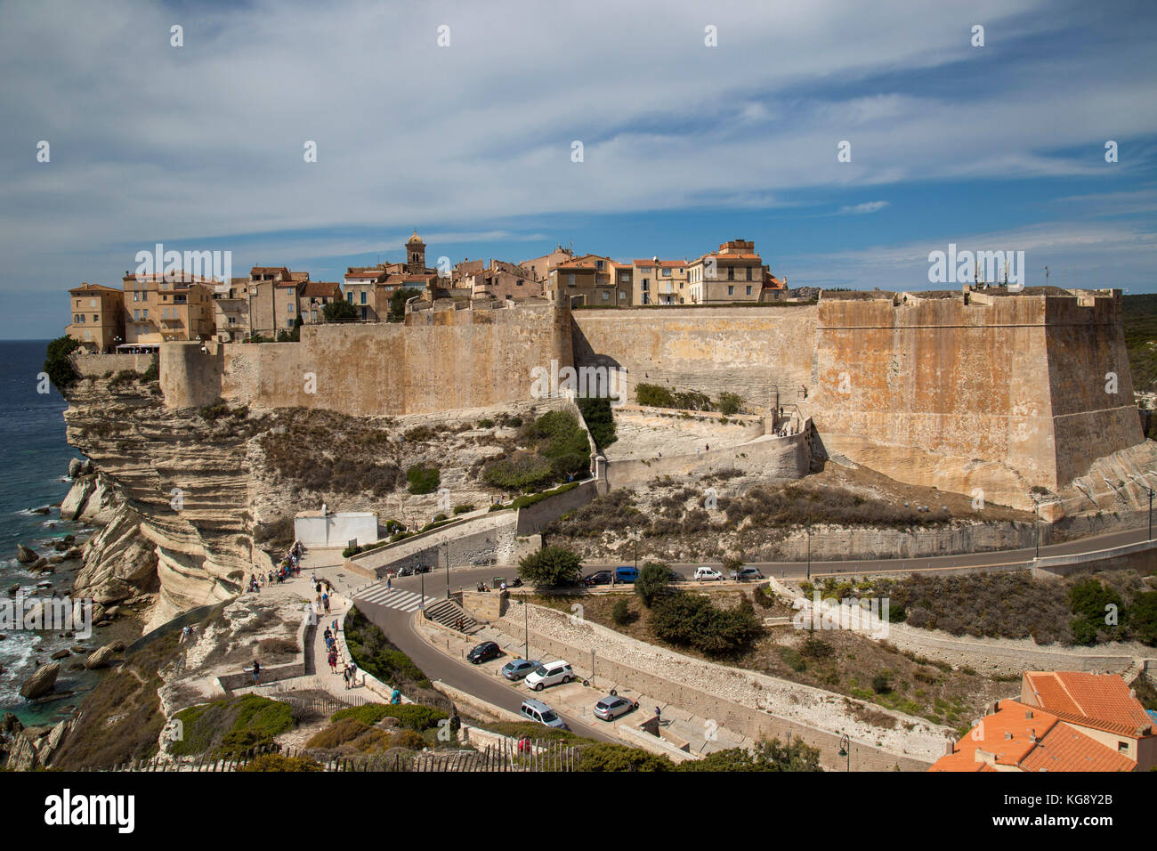 La città vecchia o ville haute e la cittadella di Bonifacio, Corsica Foto Stock