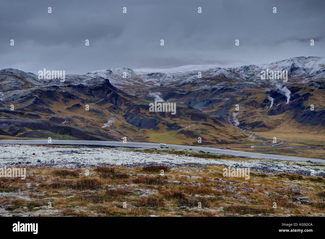 Paesaggio di neve in Islanda Foto Stock