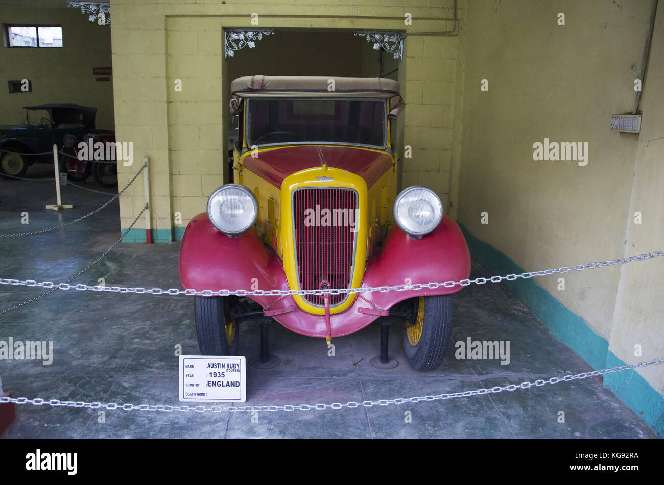 Austin ruby (anno 1935), coach lavoro - tourer, Inghilterra auto mondo vintage car museum, Ahmedabad, Gujarat, India Foto Stock