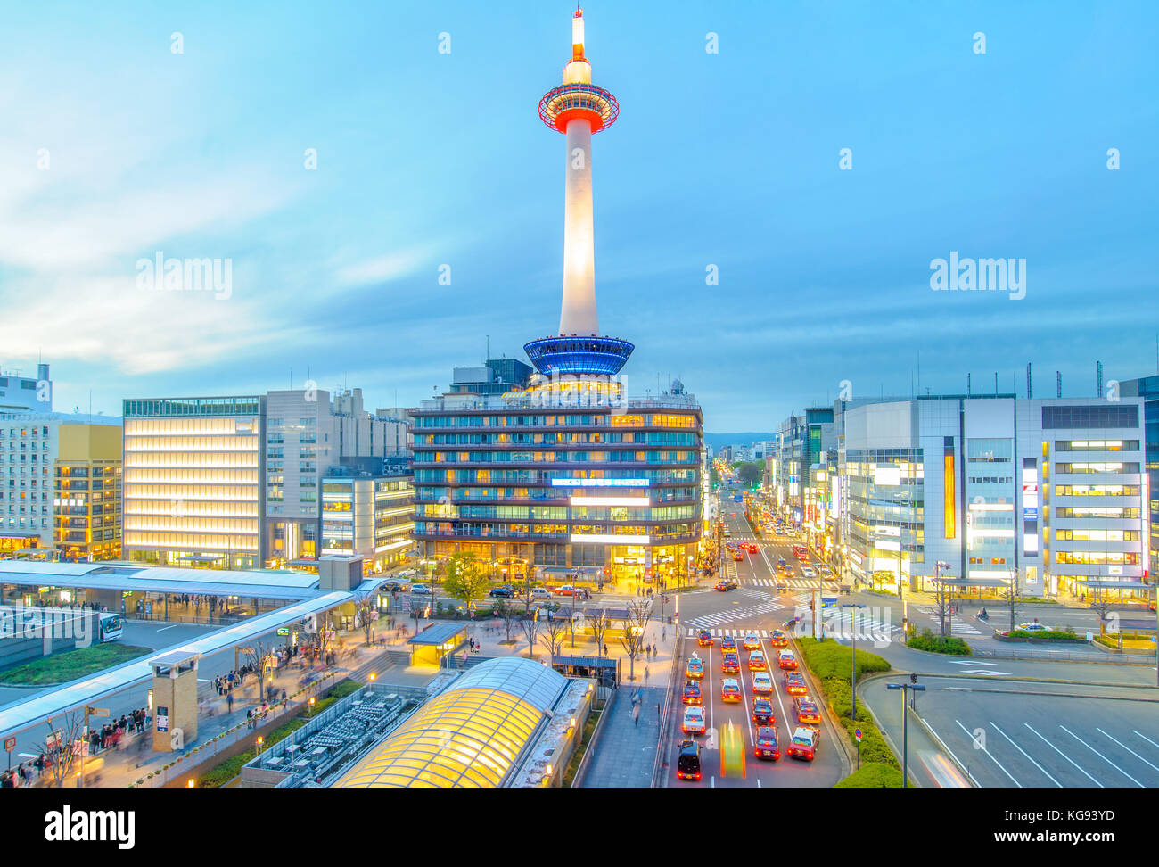 Vista notturna di kyoto, Giappone Foto Stock