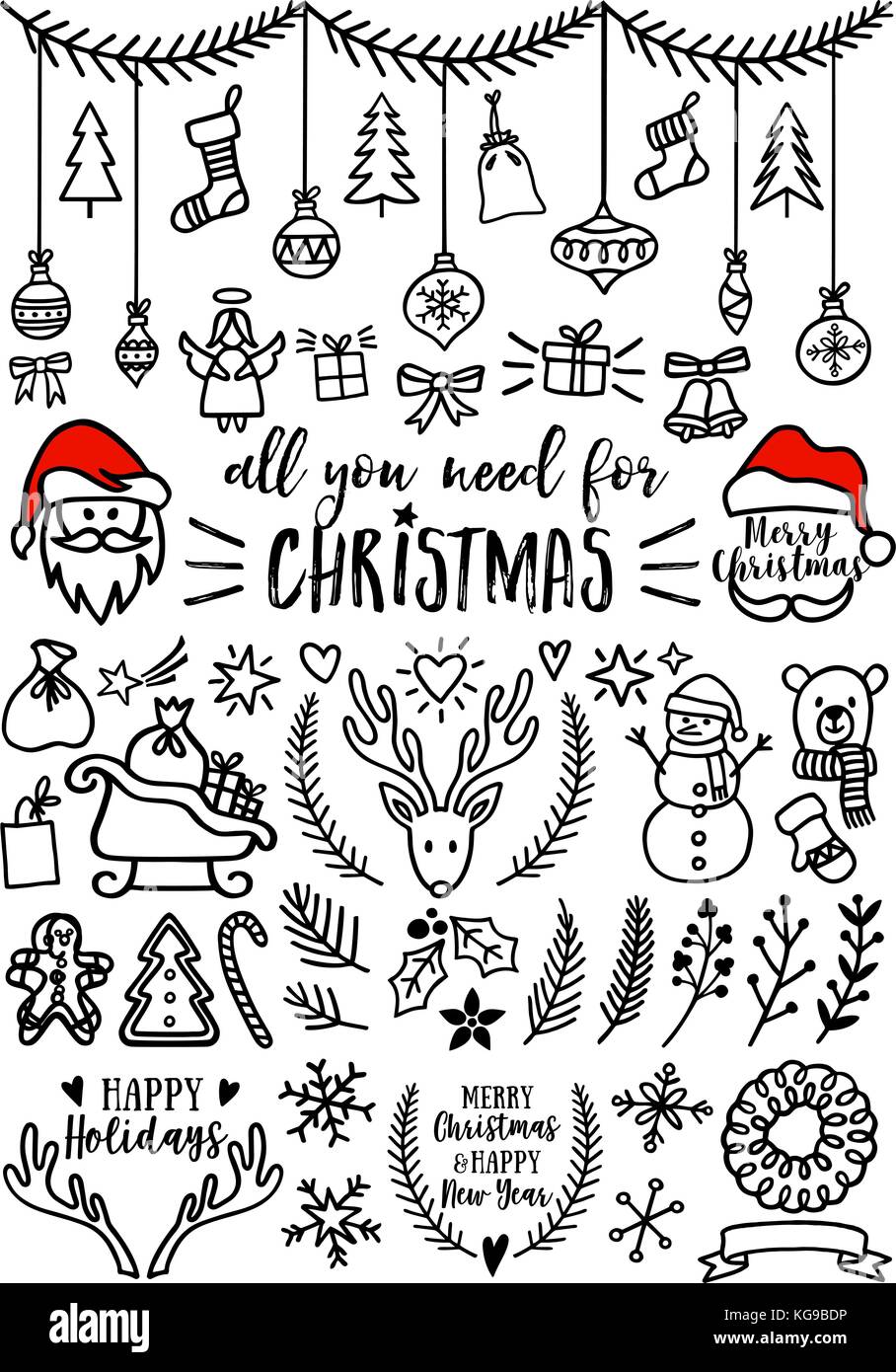 Vettore di natale gli elementi di design Illustrazione Vettoriale