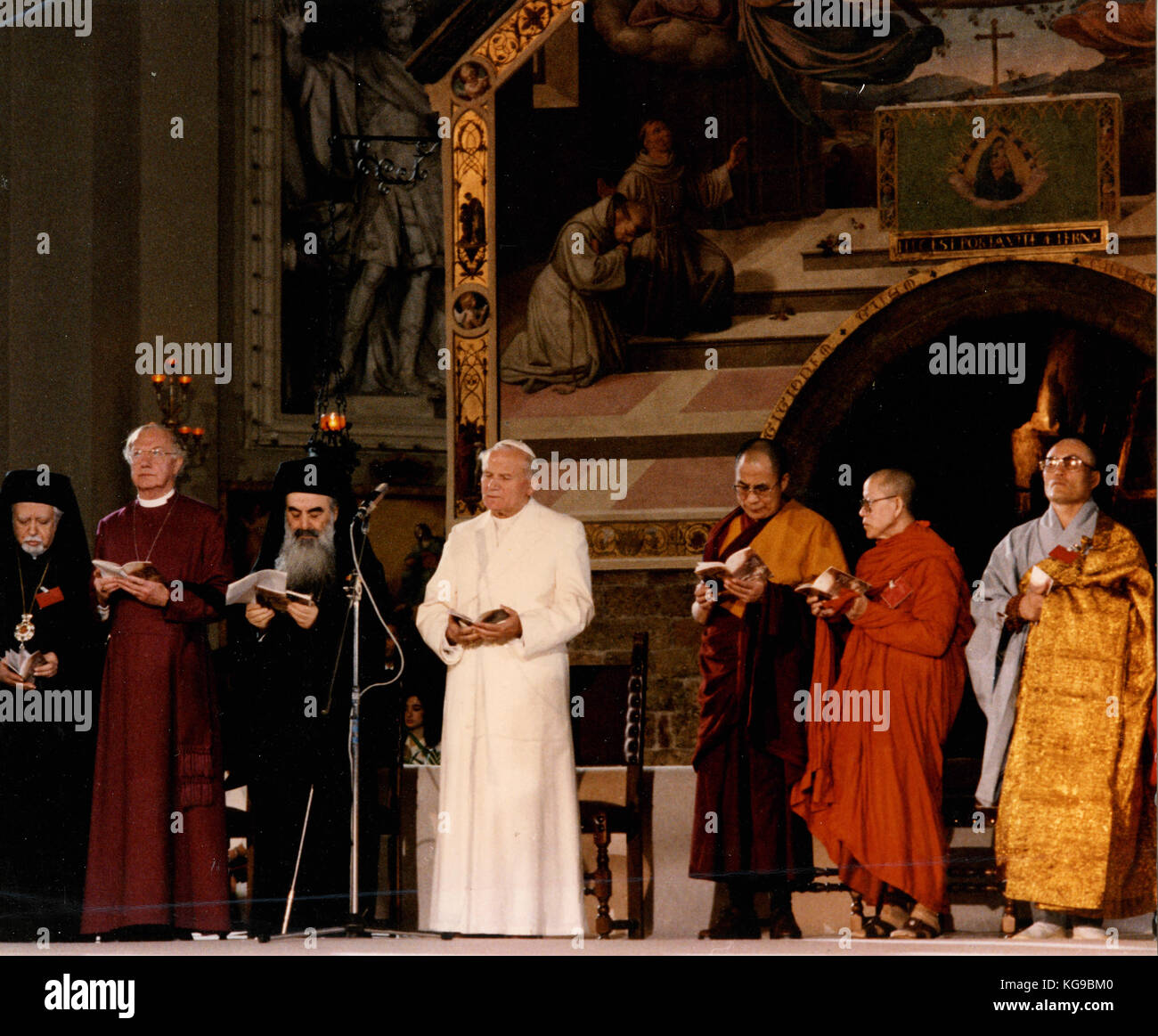 Top autorità religiose riuniti in Assisi 1986 Foto Stock