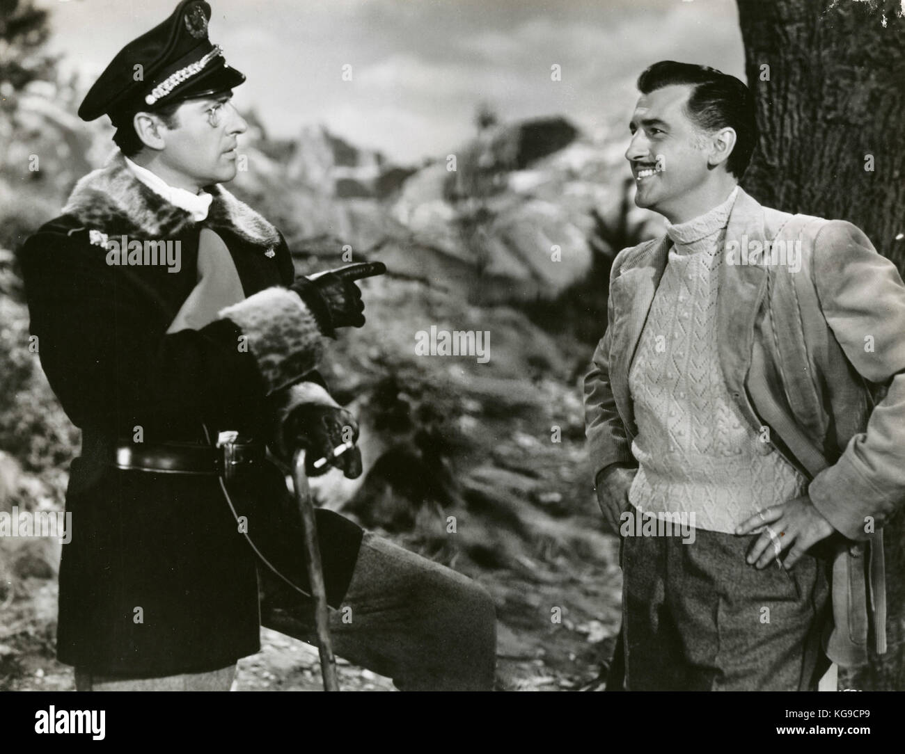 Attori americani James Mason e Stewart Granger nel film il Prigioniero di Zenda, 1952 Foto Stock
