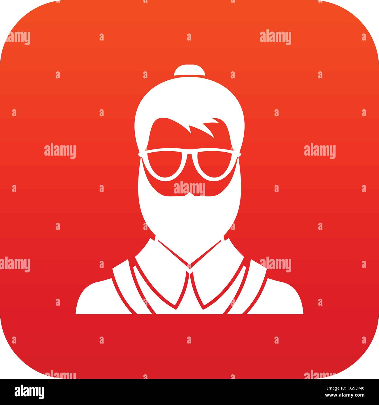 Uomo hipsster icona rossa digitale Illustrazione Vettoriale