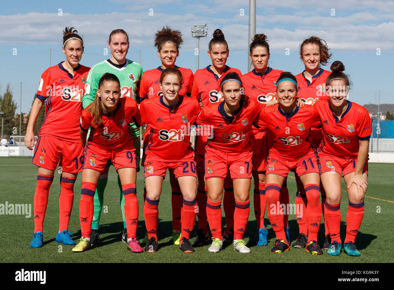 Barcellona, Spagna. 5 novembre, 2017. match di spagnolo donna Football League tra RCD Espanyol e Real Sociedad. team iniziale della Real Sociedad credito: David ramírez/alamy live news Foto Stock