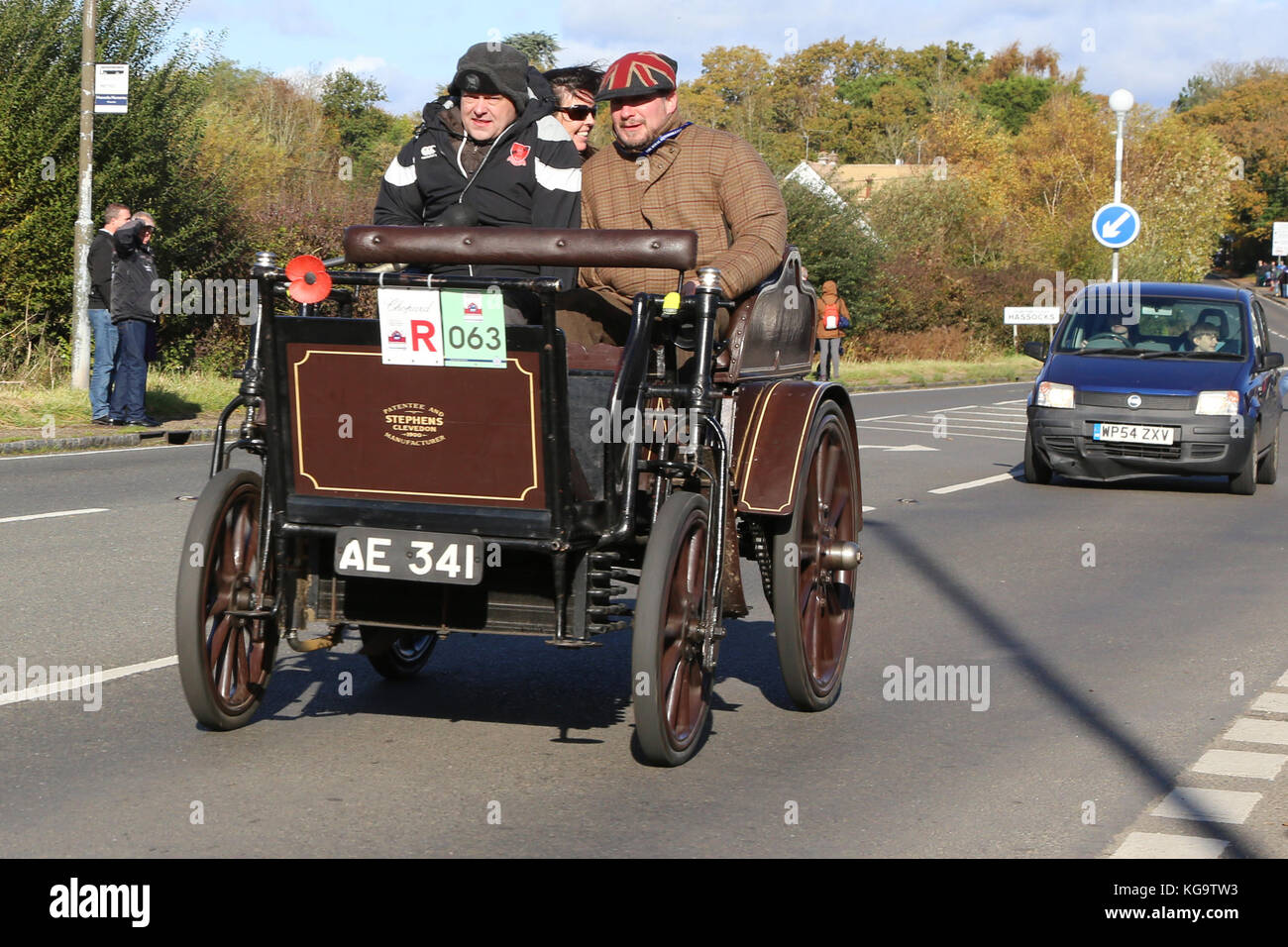Londra, Regno Unito. 5 Novembre, 2017. 1900 Stephens compete in Londra a Brighton Vintage auto da Rally 2017. Credito: Richard avis/Alamy Live News Foto Stock