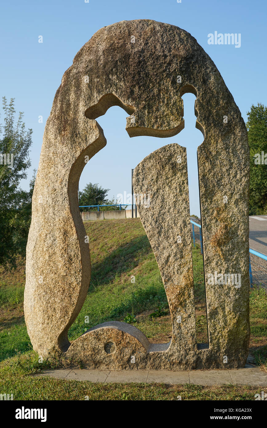 Tui, Spagna - 6 settembre 2017: Pellegrinaggio memorial sul Camino de Santiago trail il 6 settembre 2017 in tui, Spagna, Europa Foto Stock