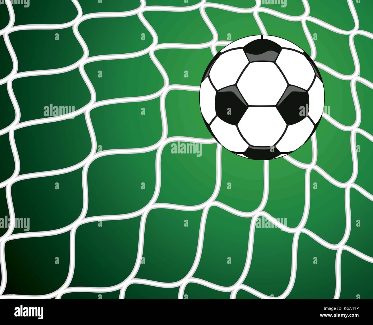 Illustrazione vettoriale di pallone da calcio in net, simbolo di obiettivo Illustrazione Vettoriale