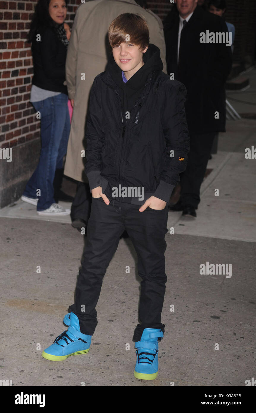 Justin Bieber al ed Sullivan Theatre per un'apparizione al Late Show con David Letterman a New York City. Marzo 23, 2010. Persone: Justin Bieber Credito: Hoo-Me.com/Mediapunch Foto Stock