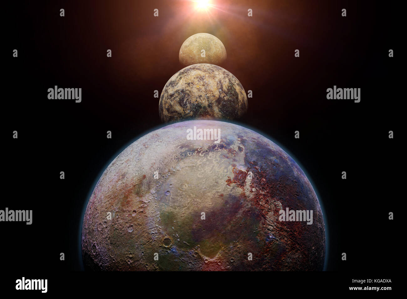 Eso pianeti illuminato da un alieno sun Foto Stock