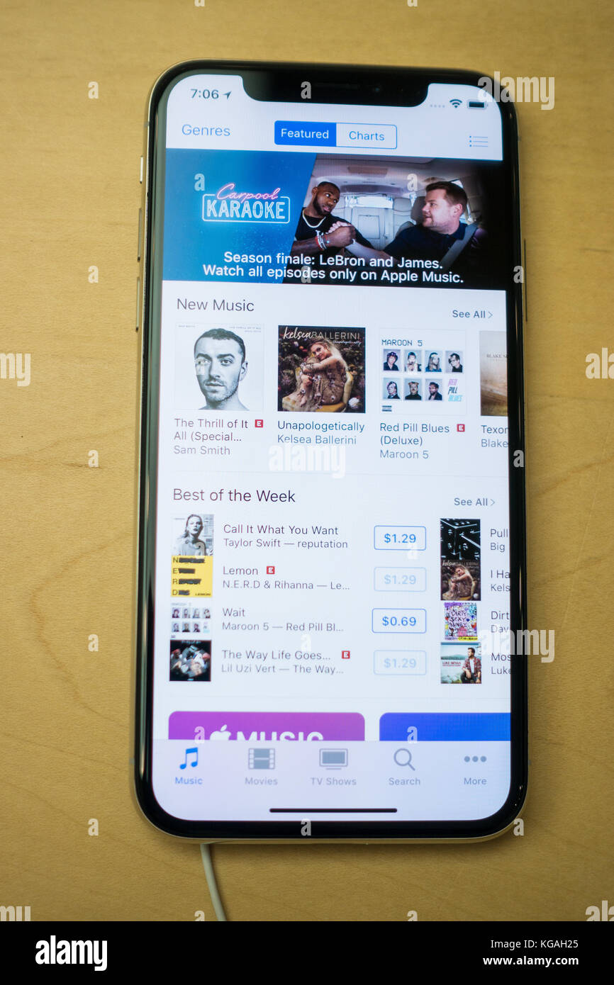 Iphone x - Vista anteriore / schermo del nuovissimo iphone in apple line up, il iphonex Foto Stock