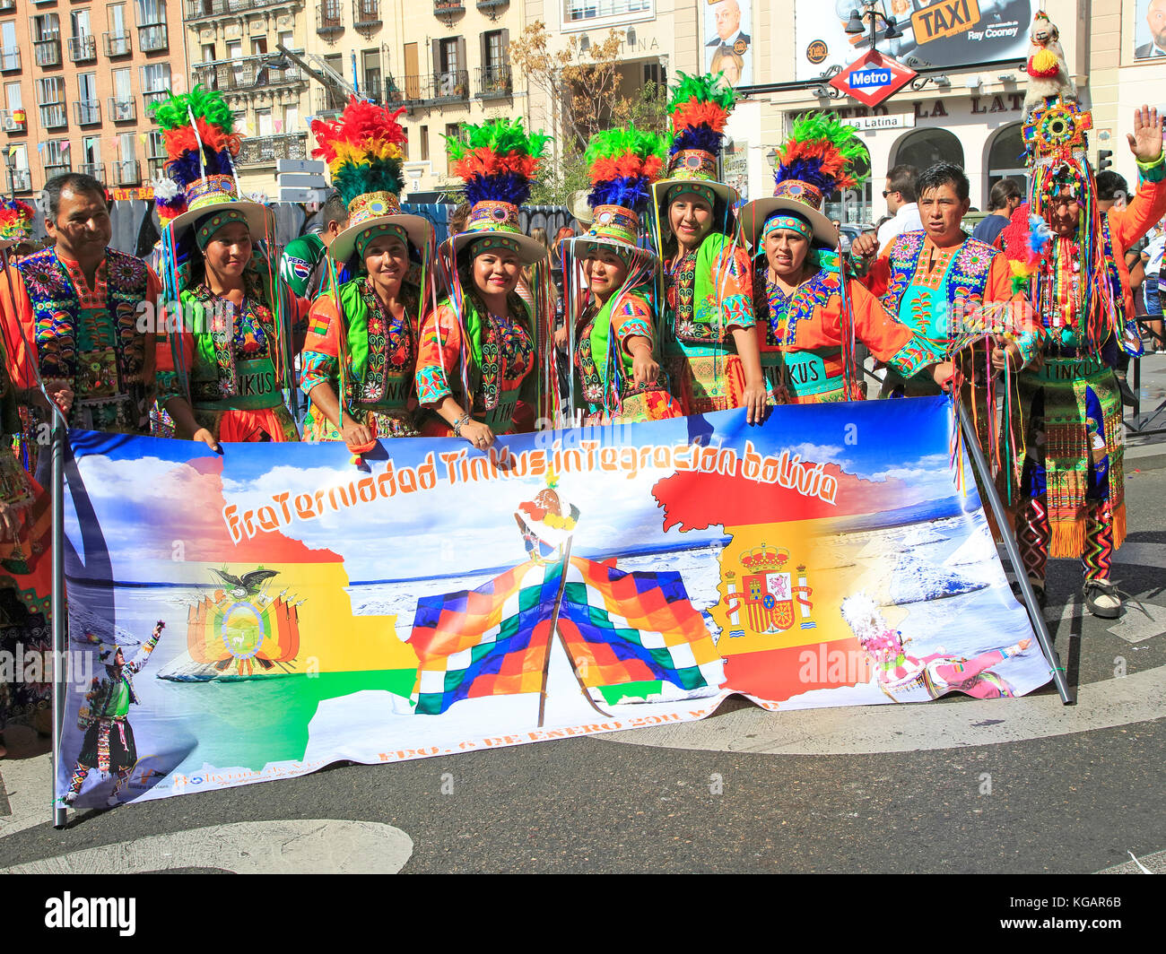 Politica dei rally marzo sul Columbus Day, Fiesta Nacional de España, 12 ottobre 2017, Madrid, Spagna Foto Stock