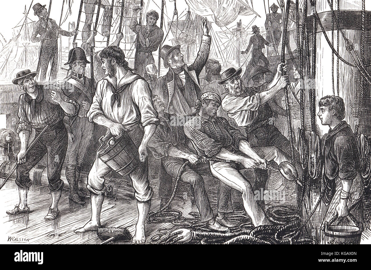 Scena a bordo della nave, gloriosa prima di giugno 1794, la vittoria di Lord Howe Foto Stock
