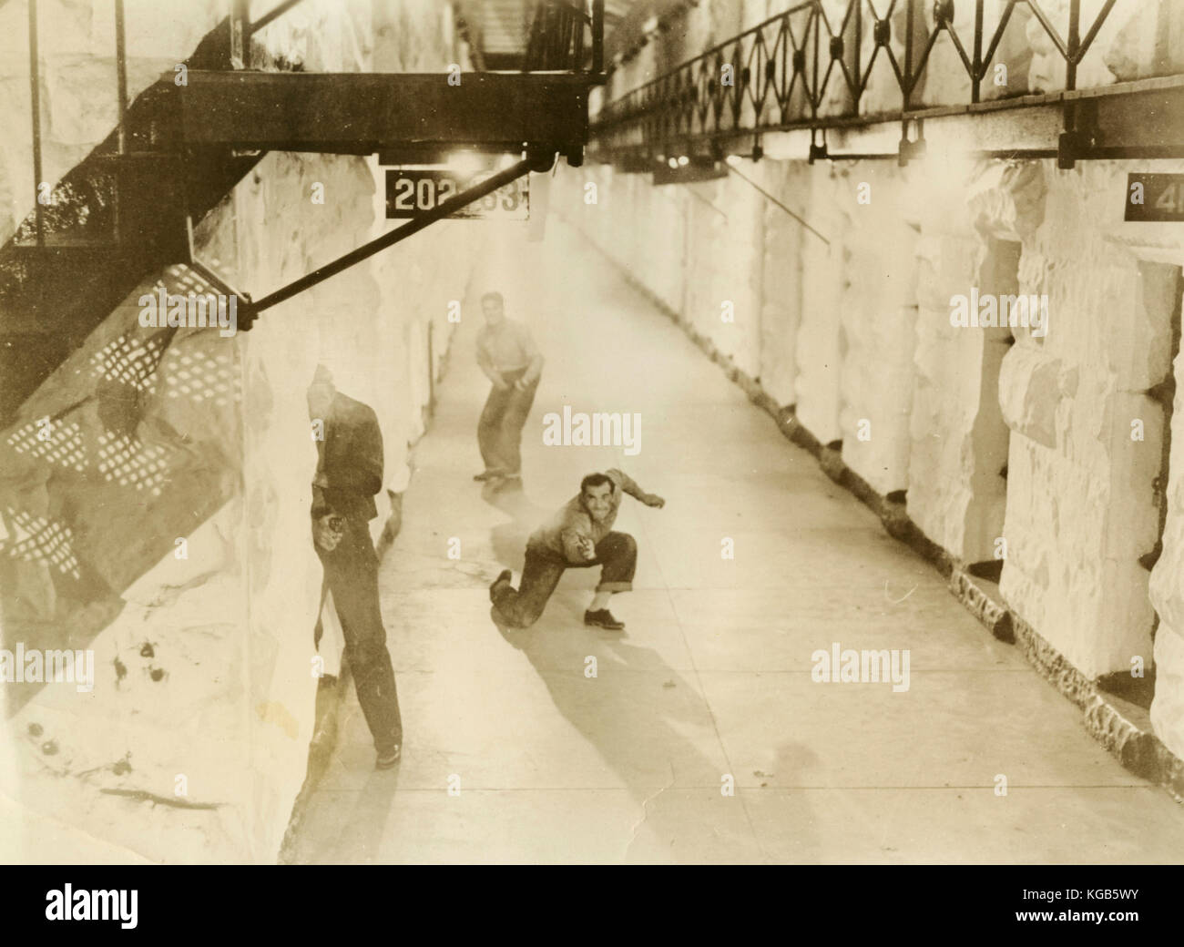 Scena dal film all interno delle mura della prigione di Folsom, 1951 Foto Stock