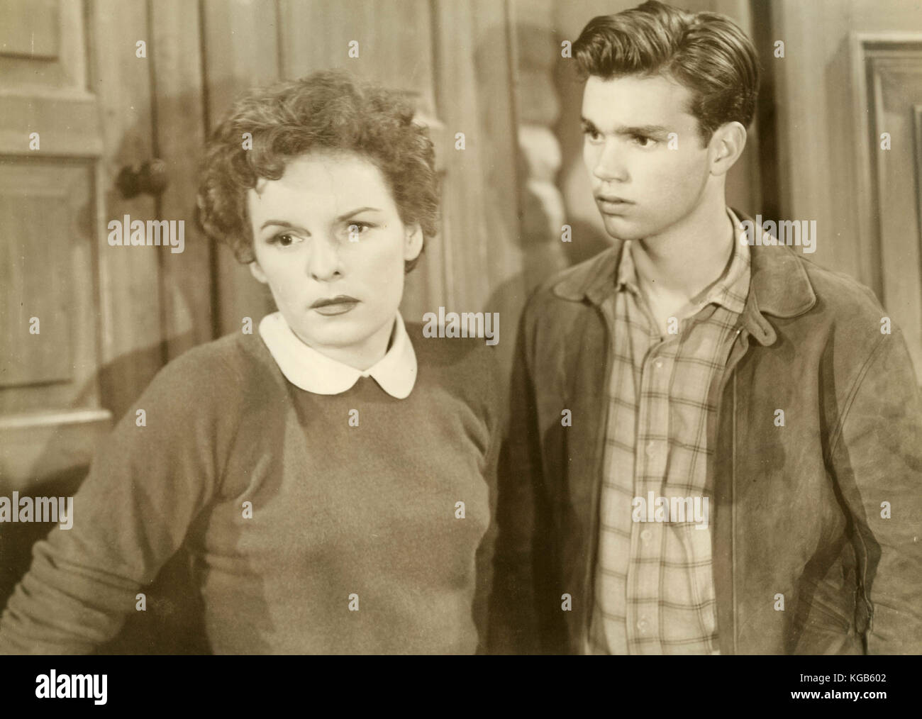 Attrice Mercedes McCambridge nell'illuminazione filmato colpisce due volte, 1951 Foto Stock