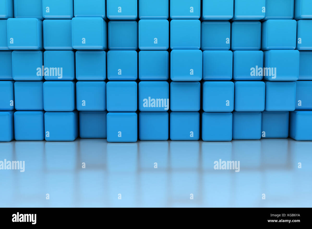 Cubi blu parete 3d illustrazione Foto Stock