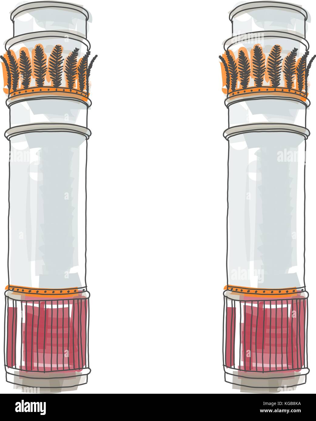 Doodle greco ionico dorico colonne corinzie. illustrazione vettoriale architettura classica Illustrazione Vettoriale