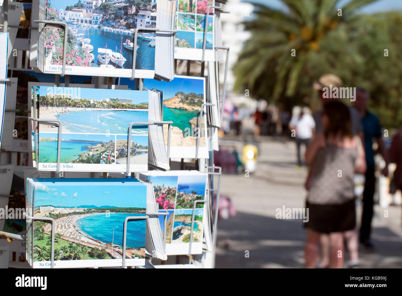 Negozi turistici dal mare, Mallorca, Spagna Foto Stock