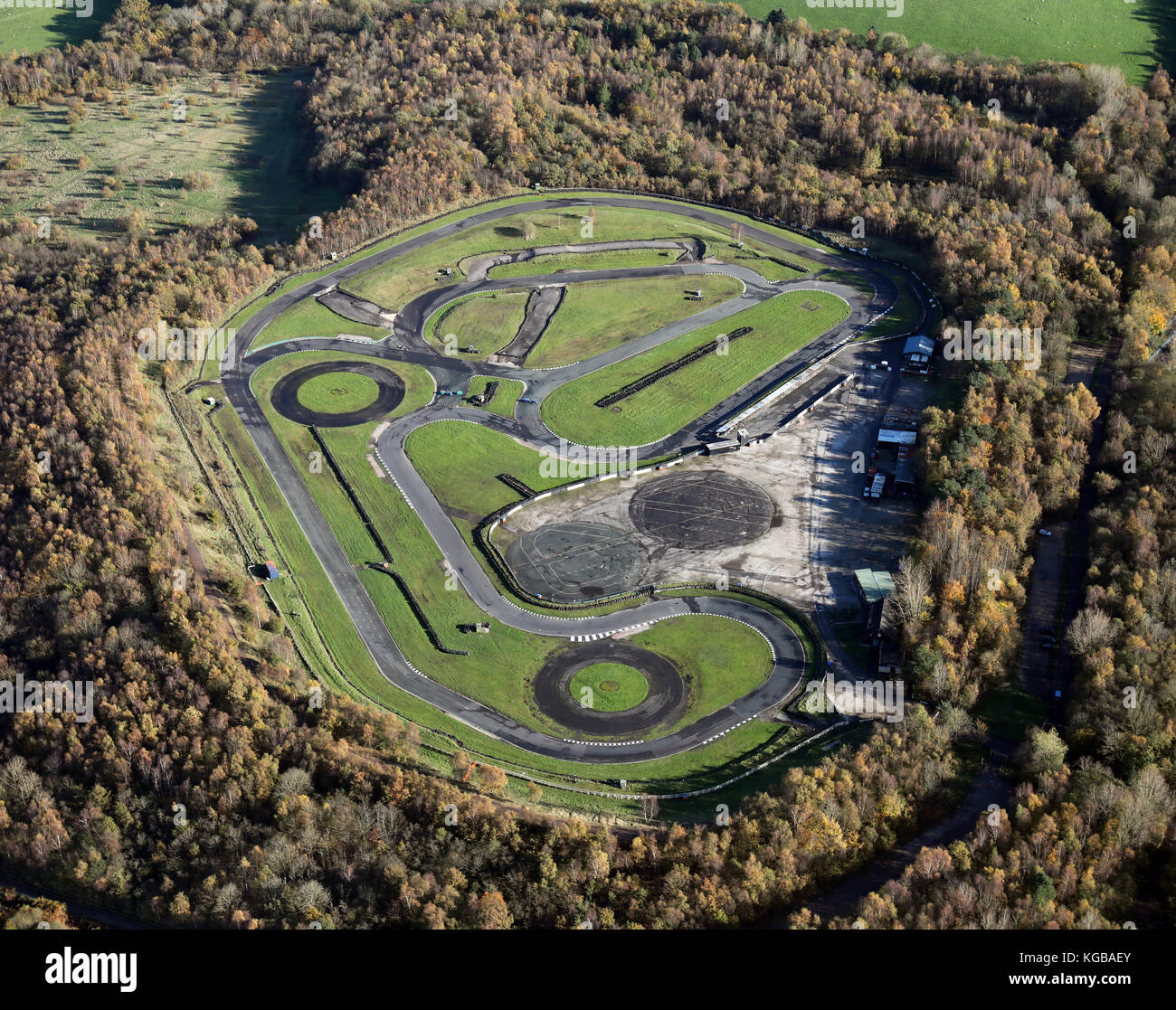 Vista aerea di un go kart via Foto Stock