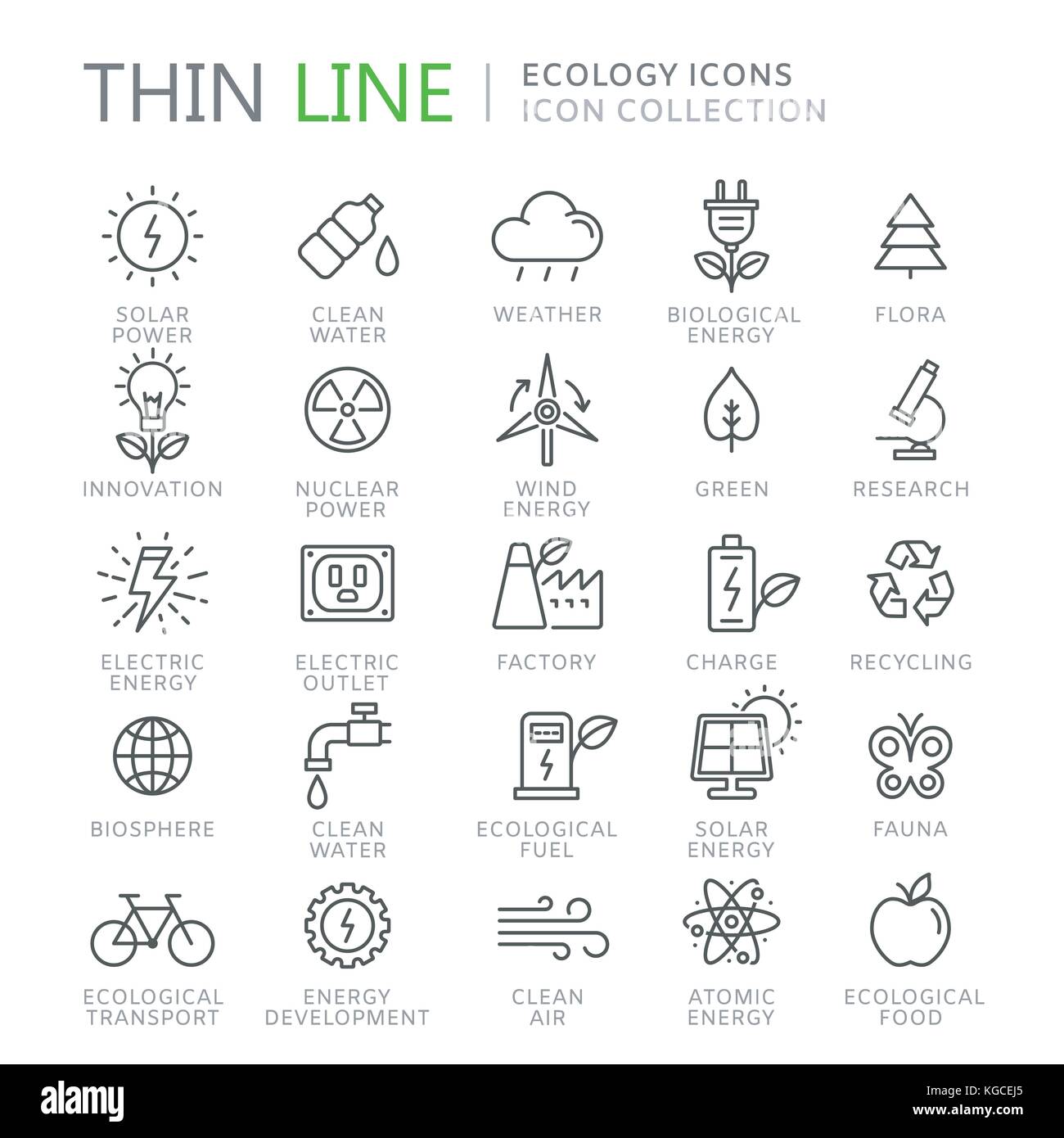 Raccolta di ecologia sottile linea icone eps vettoriali 10 Illustrazione Vettoriale