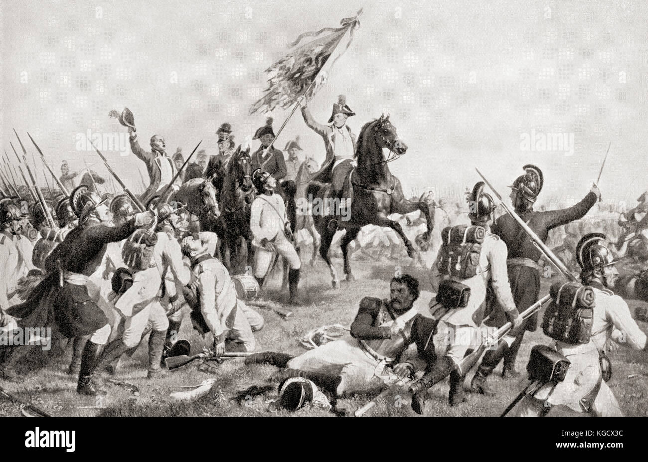 Battaglia di Aspern-Essling, Lobau, Vienna, 21–22 maggio 1809. Da Hutchinson's History of the Nations, pubblicato nel 1915. Foto Stock