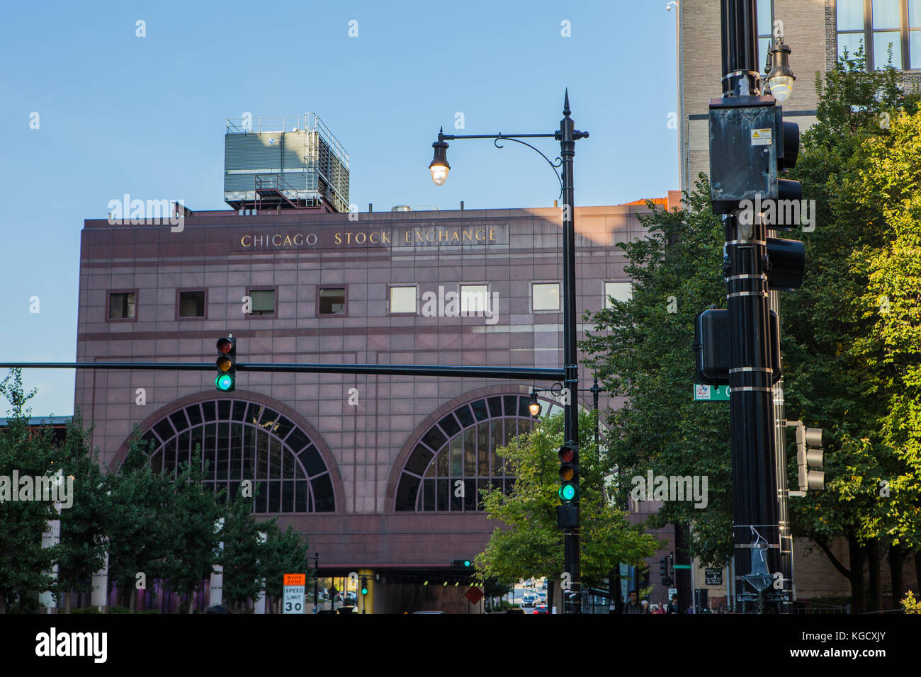 Una vista della borsa di Chicago nel centro di Chicago Foto Stock