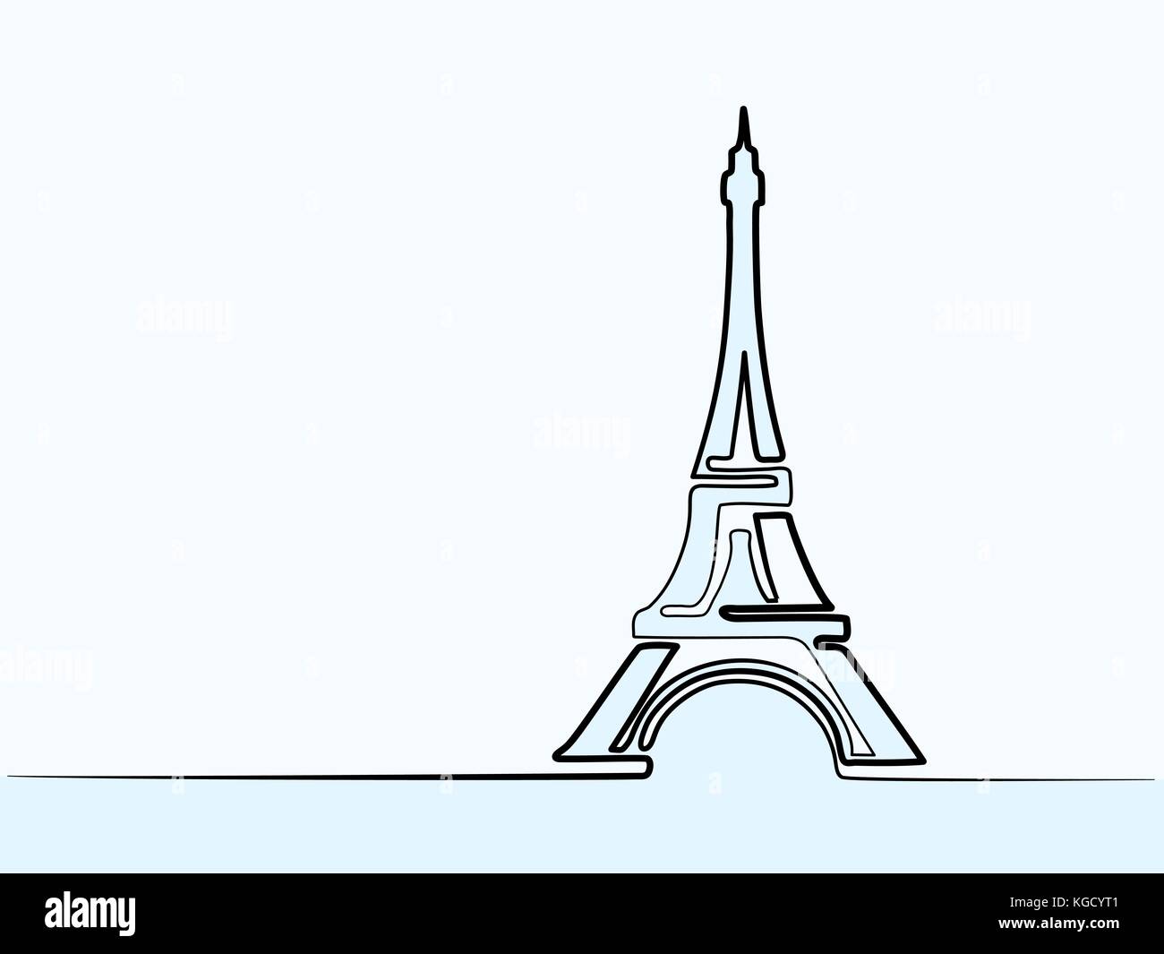 Parigi Torre Eiffel icona continua sottile disegno per web e mobile moderno design minimalista. Illustrazione Vettoriale Illustrazione Vettoriale