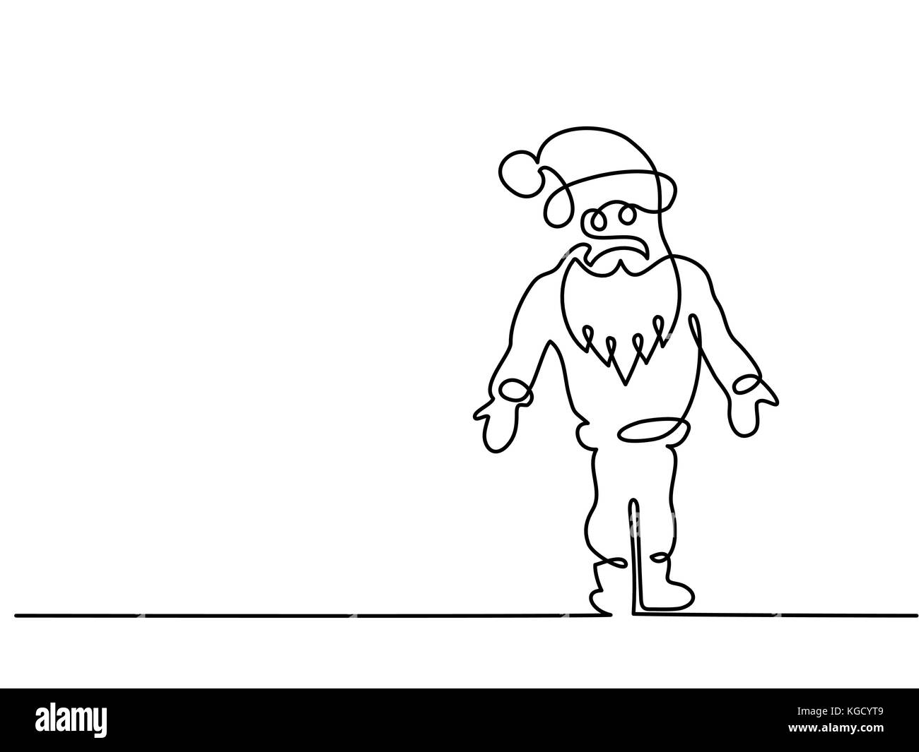 Rappresentazione in linea continua. Babbo Natale Natale segno. Illustrazione Vettoriale Illustrazione Vettoriale