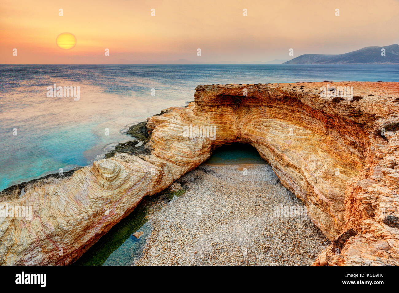 Il sunrise presso il famoso gala di koufonissi isola in cicladi grecia Foto Stock