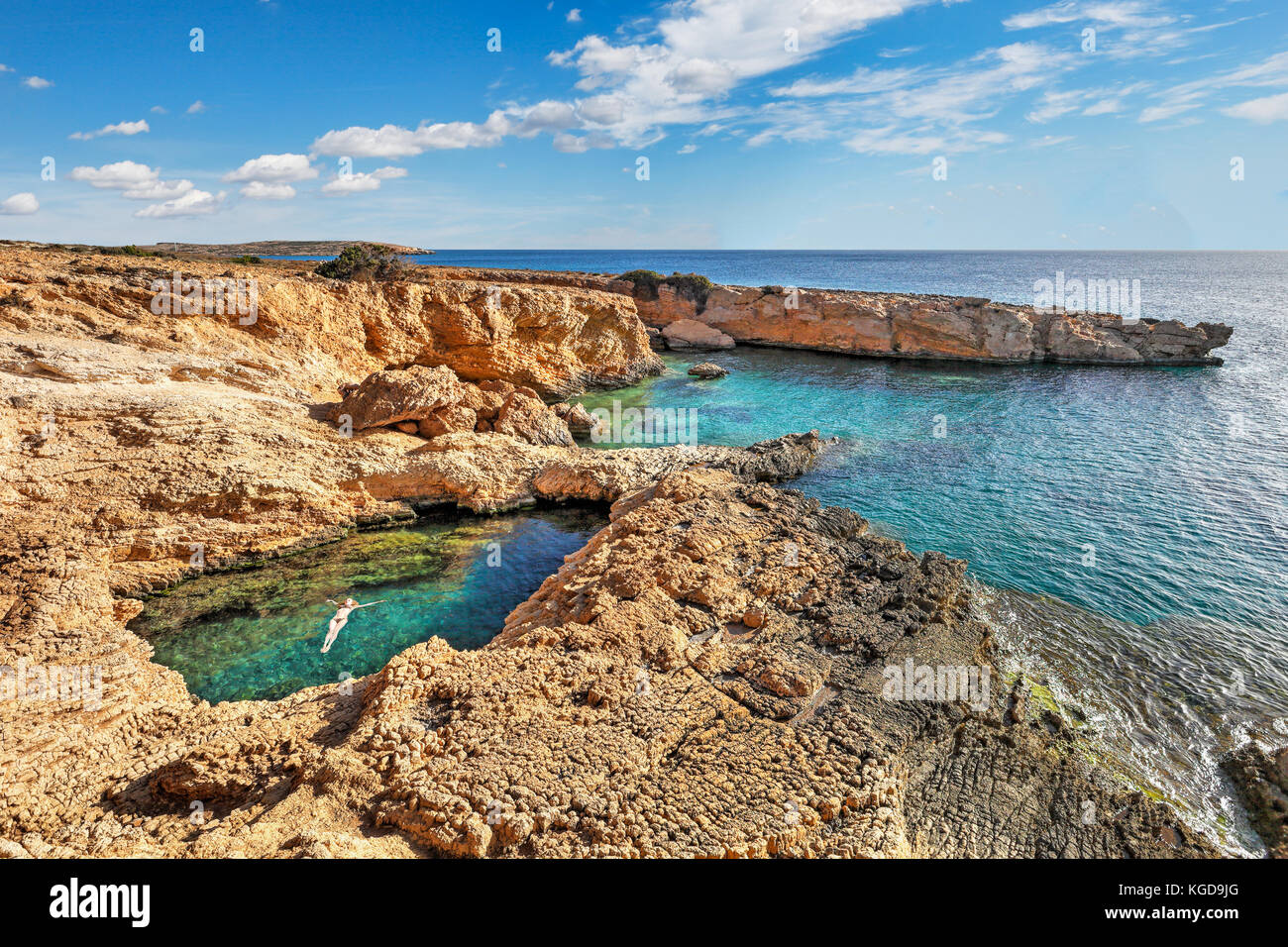 Pissina dell'isola di Koufonissi nelle Cicladi, Grecia Foto Stock