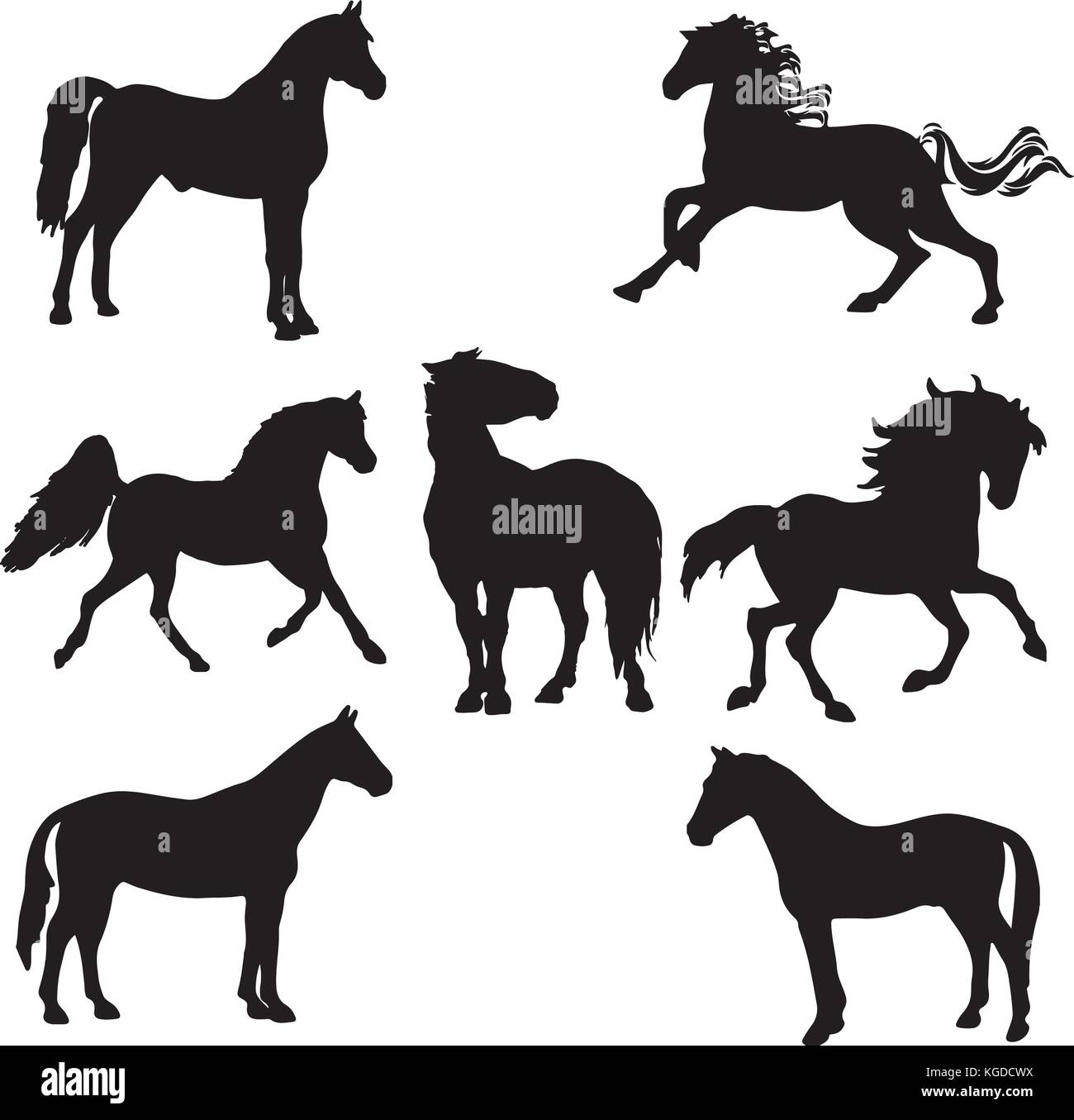 Cavallo nero silhouette clipart. illustrazione vettoriale Illustrazione Vettoriale