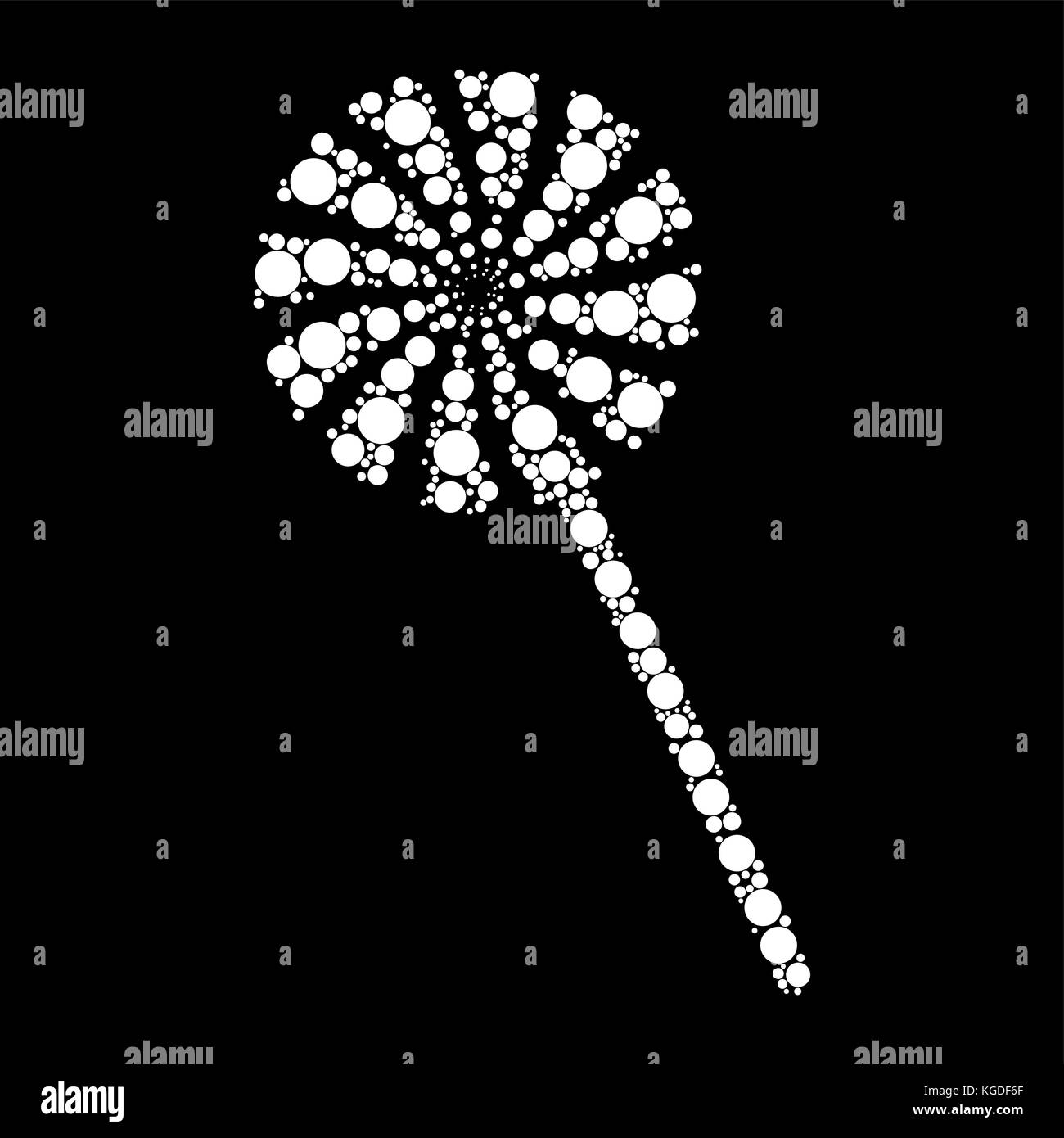 Candy stick icona di punti isolati su sfondo nero Illustrazione Vettoriale